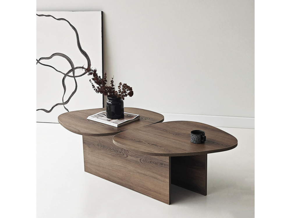 Table basse en bois "Stones" 125 x 60 x 38 cm - Noyer