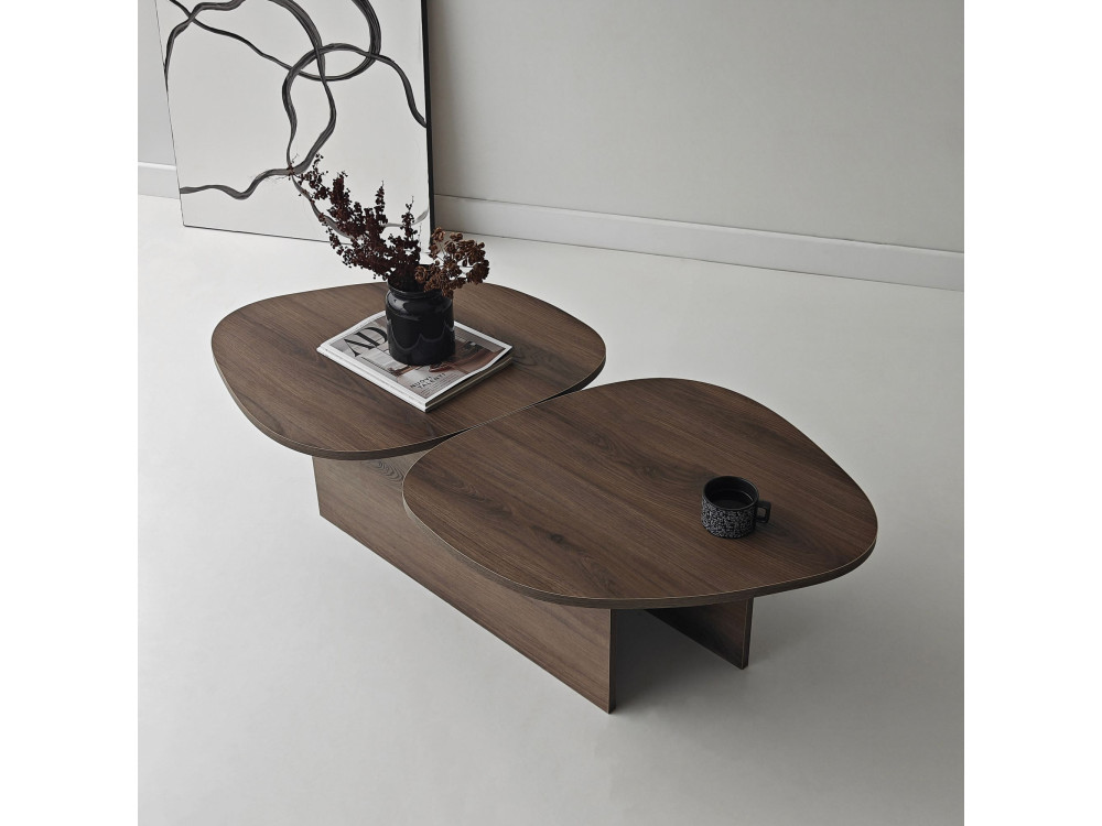 Table basse en bois "Stones" 125 x 60 x 38 cm - Noyer