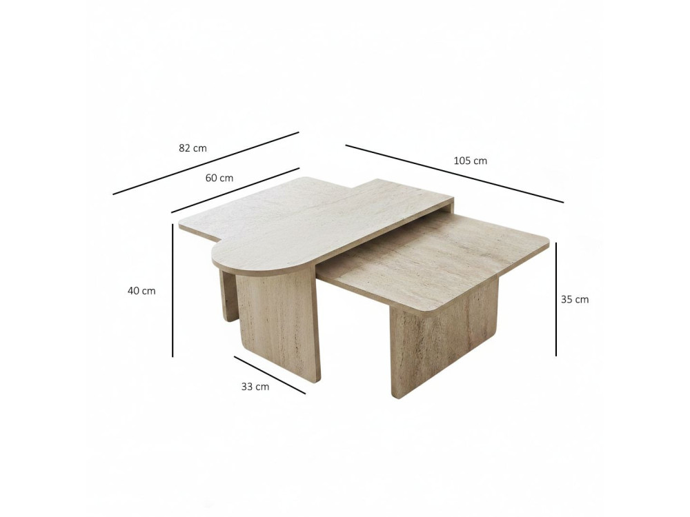 Ensemble de table basse en bois "Paris" 105 x 60 x 35 cm - Bronze