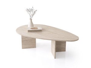 Table basse en bois "Flap" 139,5 x 79,5 x 42 cm - Travertin