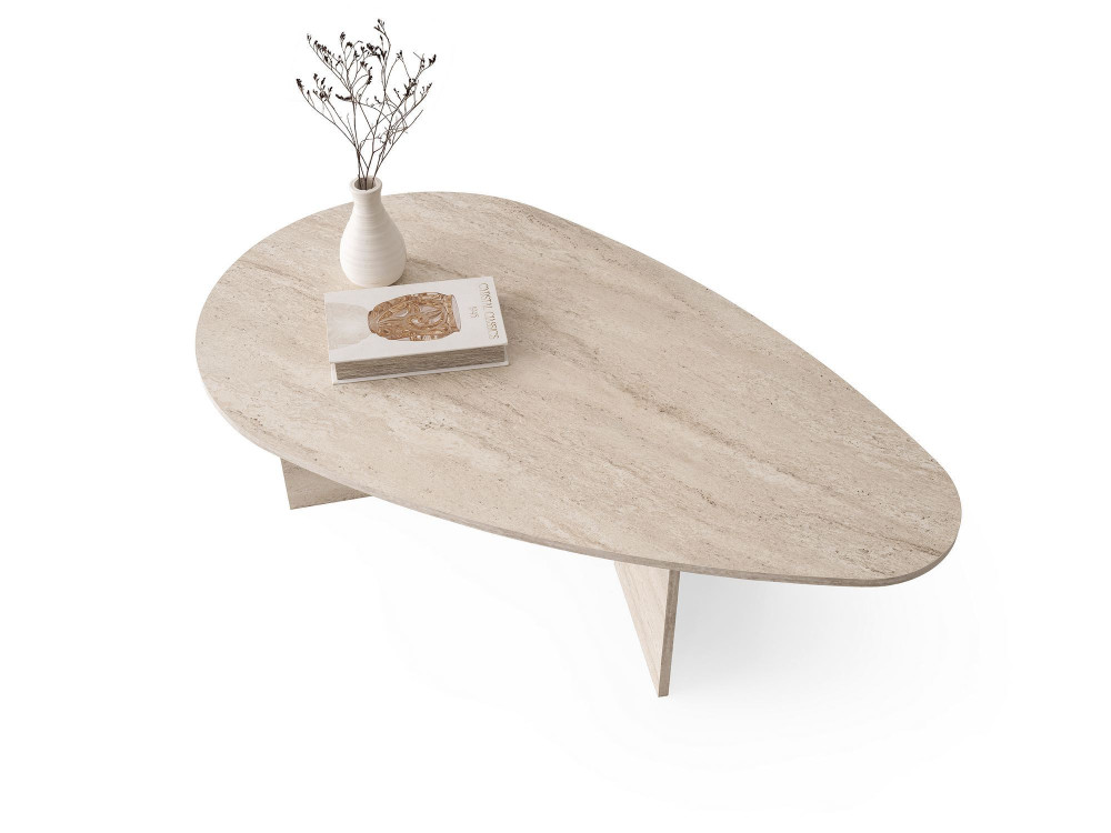 Table basse en bois "Flap" 139,5 x 79,5 x 42 cm - Travertin