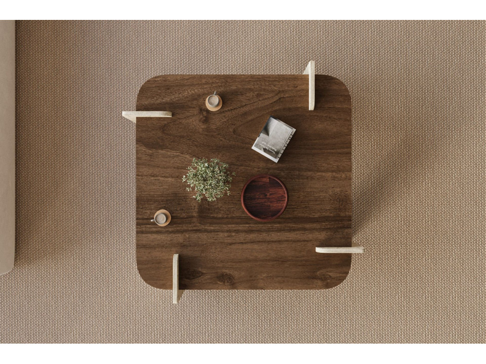 Table basse en bois "Afrolli" - 90 x 90 x 35 cm - Marron