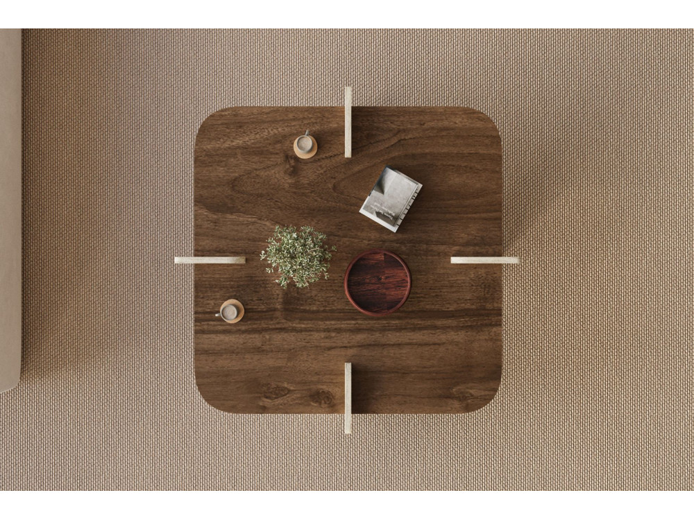 Table basse en bois "Poalla" - 90 x 90 x 35 cm - Marron