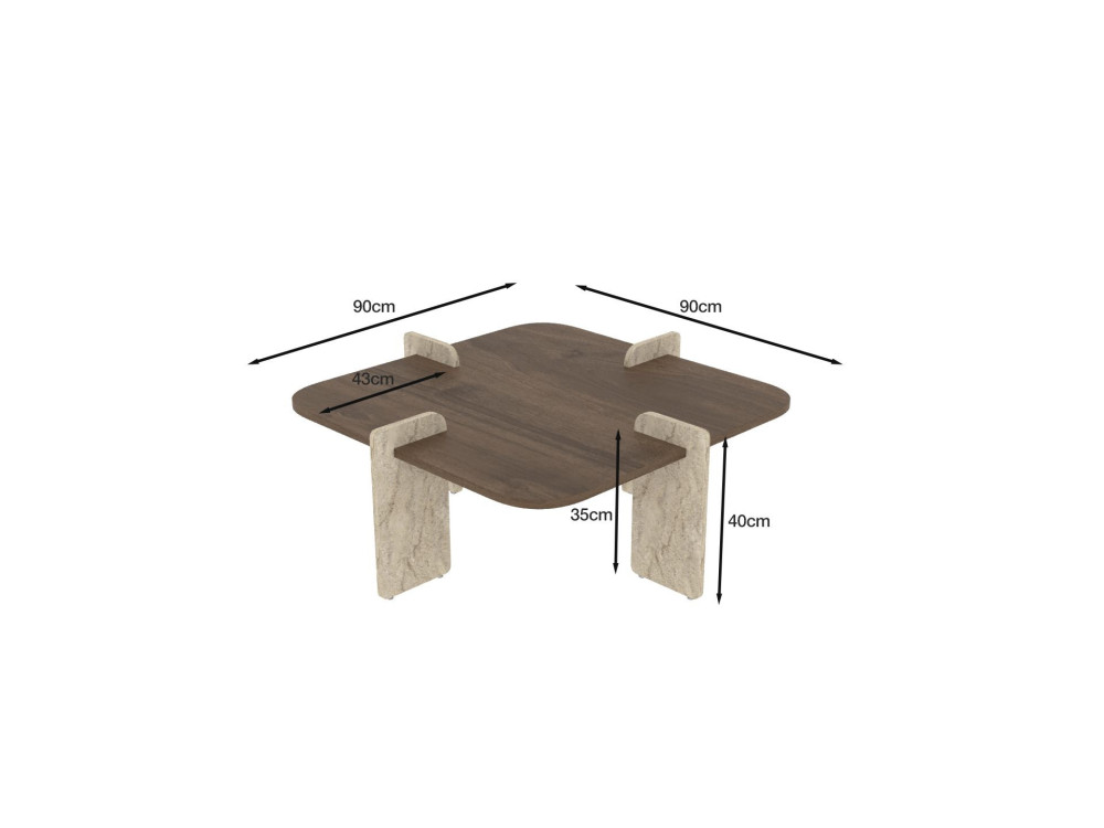 Table basse en bois "Poalla" - 90 x 90 x 35 cm - Marron