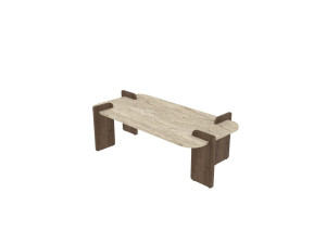 Table basse en bois "Leapiri" - 120 x 60 x 35 cm - Travertin