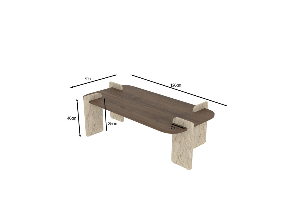 Table basse en bois "Leapiri" - 120 x 60 x 35 cm - Marron