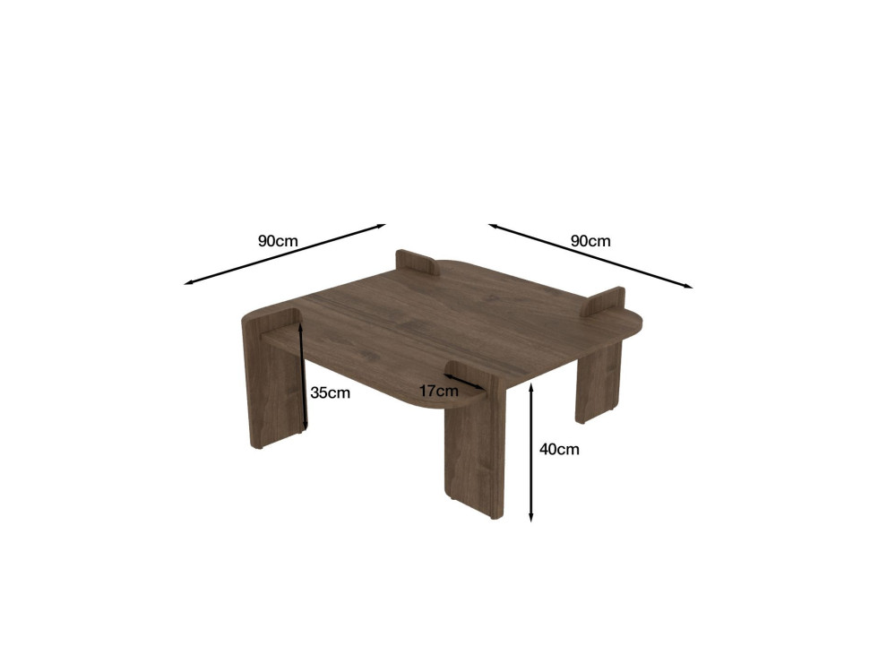Table basse en bois "Woog" 90 x 90 x 35 cm - Noyer