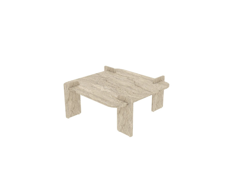 Table basse en bois "Woog" 90 x 90 x 35 cm - Travertin