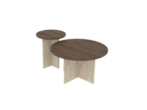 Ensemble de table basse en bois "Private" 70 x 70 x 40 cm - Noyer