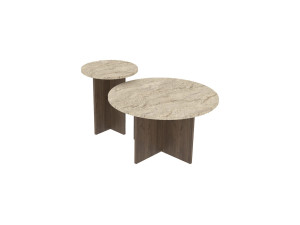 Ensemble de table basse en bois "Private" 70 x 70 x 40 cm - Travertin