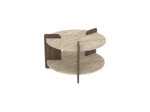 Table basse en bois "Oalla" 70 x 70 x 45 cm - Travertin