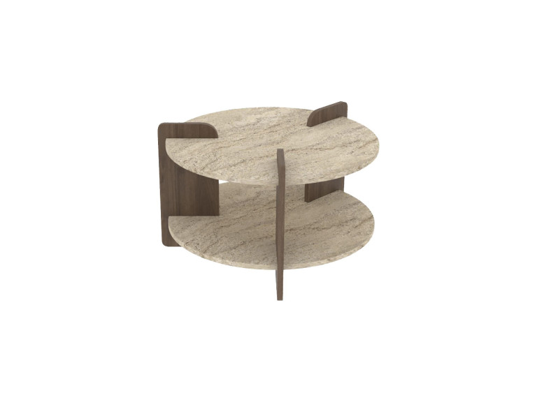 Table basse en bois "Oalla" 70 x 70 x 45 cm - Travertin