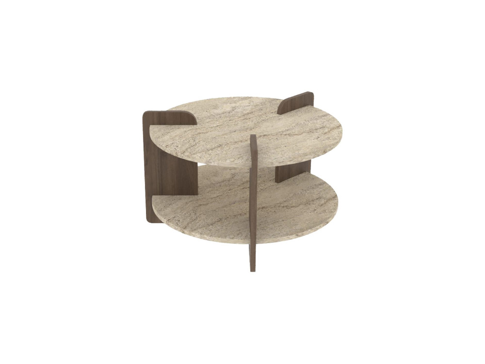 Table basse en bois "Oalla" 70 x 70 x 45 cm - Travertin