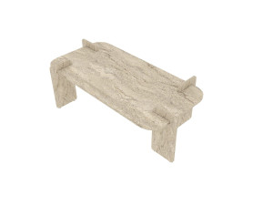 Table basse en bois "Lovge" 120 x 60 x 35 cm - Travertin
