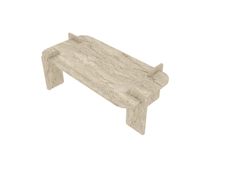 Table basse en bois "Lovge" 120 x 60 x 35 cm - Travertin