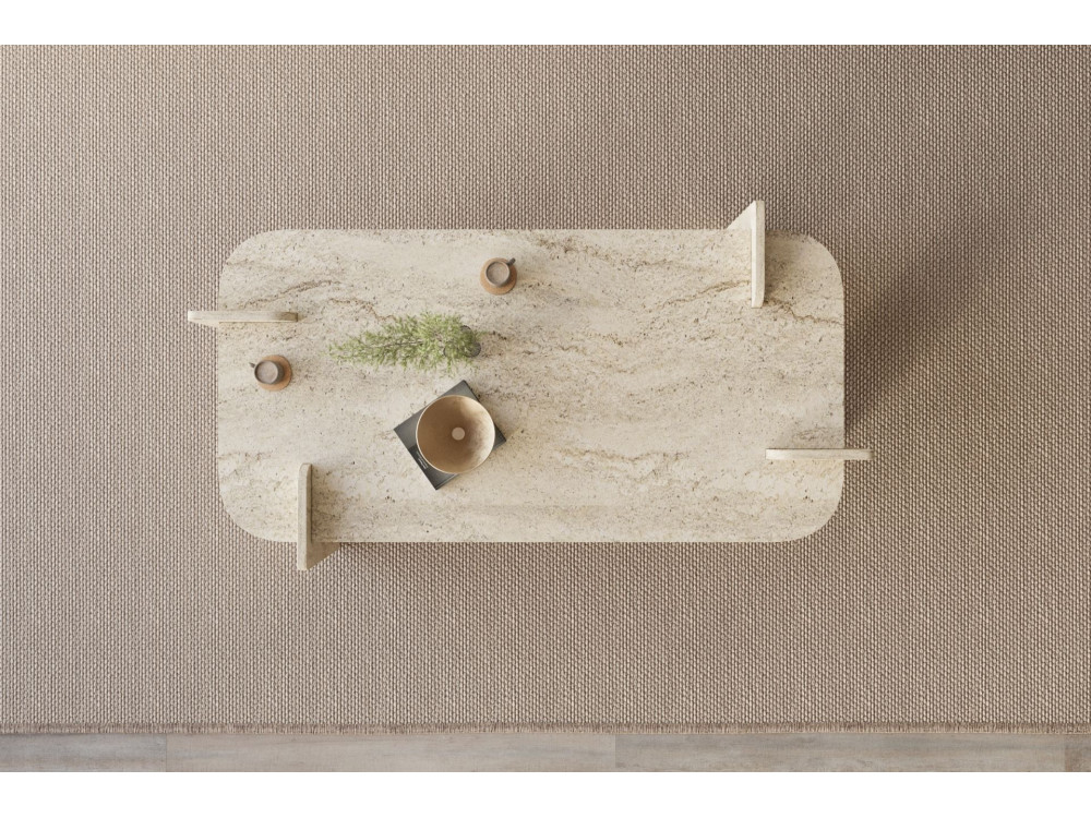 Table basse en bois "Lovge" 120 x 60 x 35 cm - Travertin