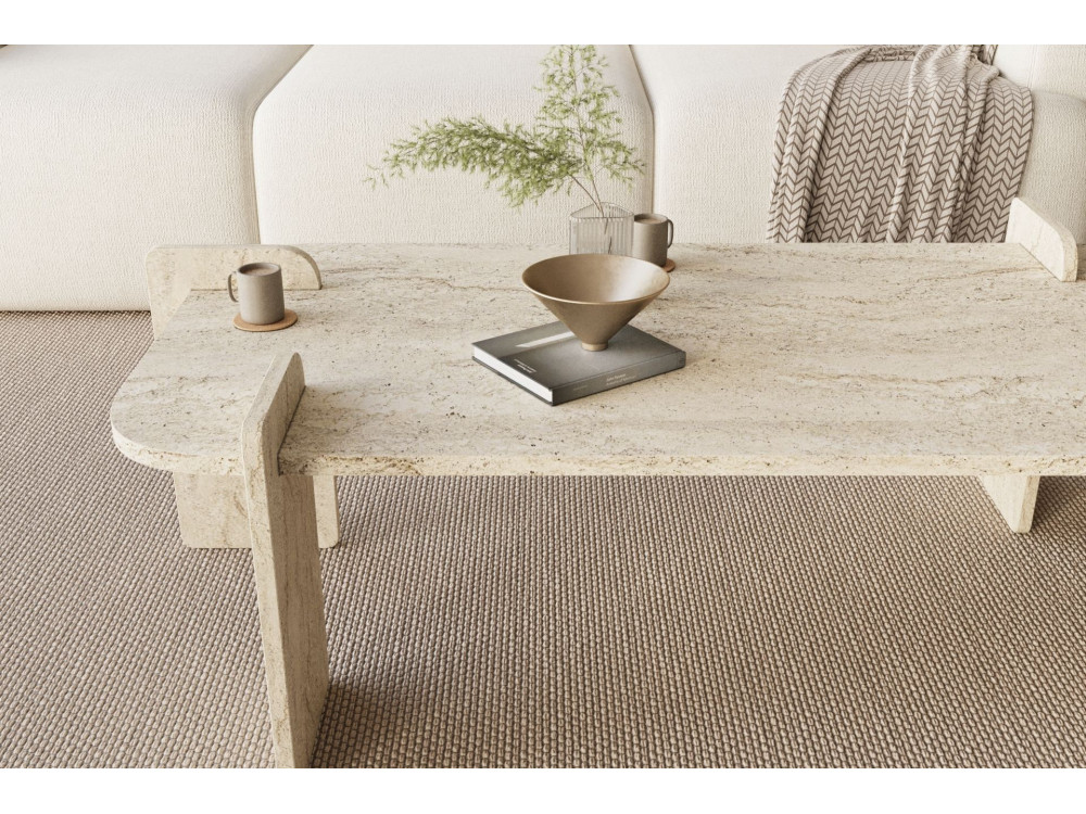 Table basse en bois "Lovge" 120 x 60 x 35 cm - Travertin