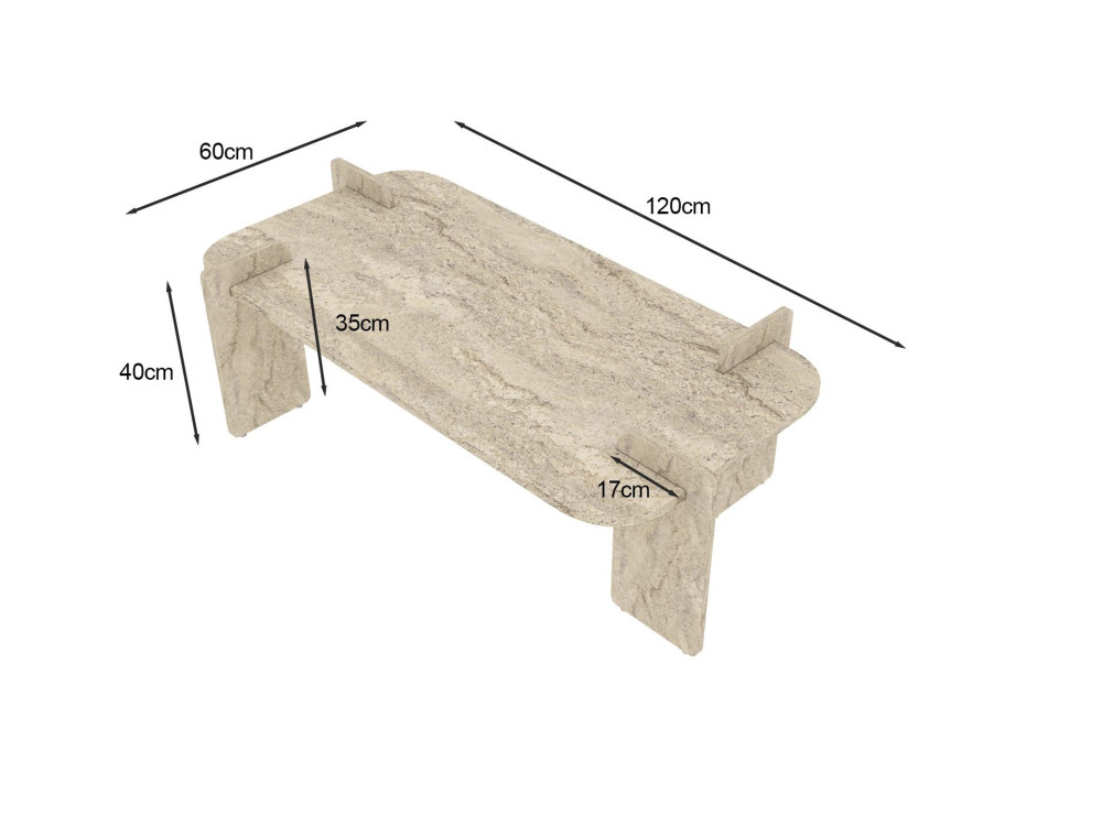 Table basse en bois "Lovge" 120 x 60 x 35 cm - Travertin