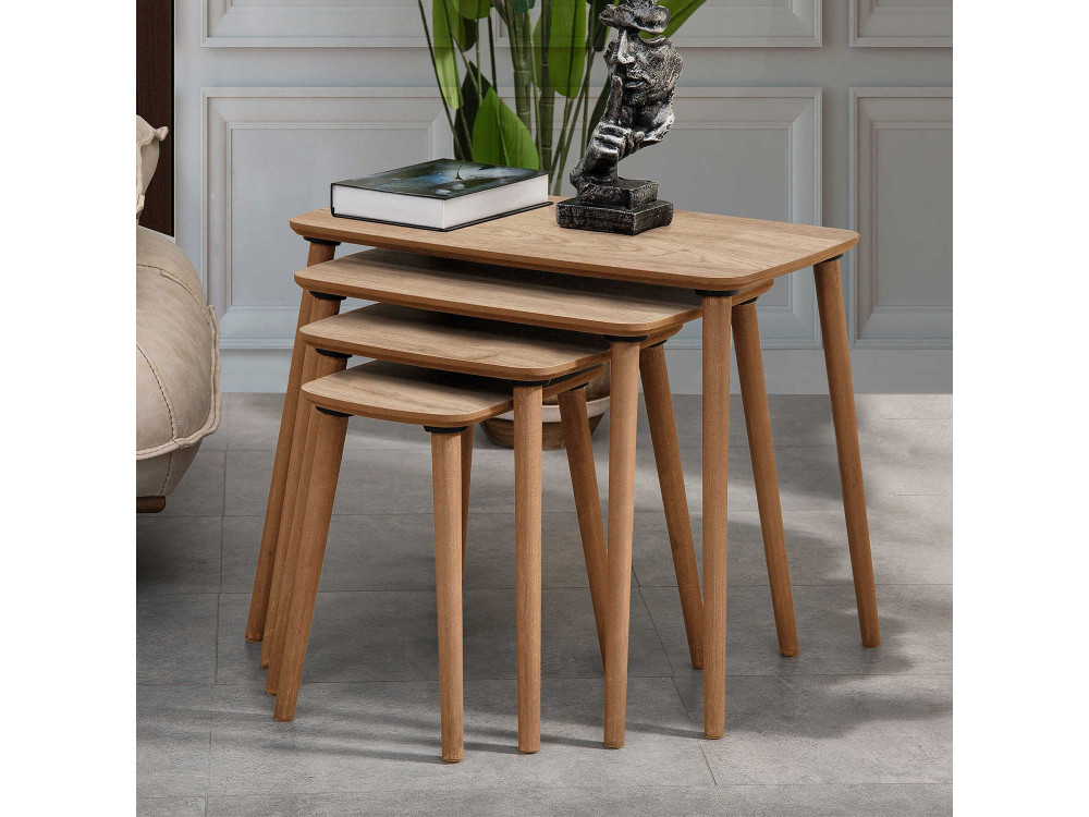 Table gigogne (4 pièces) en bois "Luci" 70 x 40 x 55 cm - Chêne