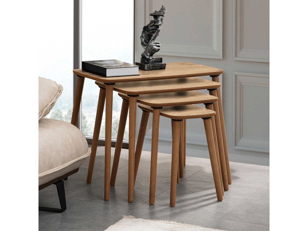 Table gigogne (4 pièces) en bois "Luci" 70 x 40 x 55 cm - Chêne