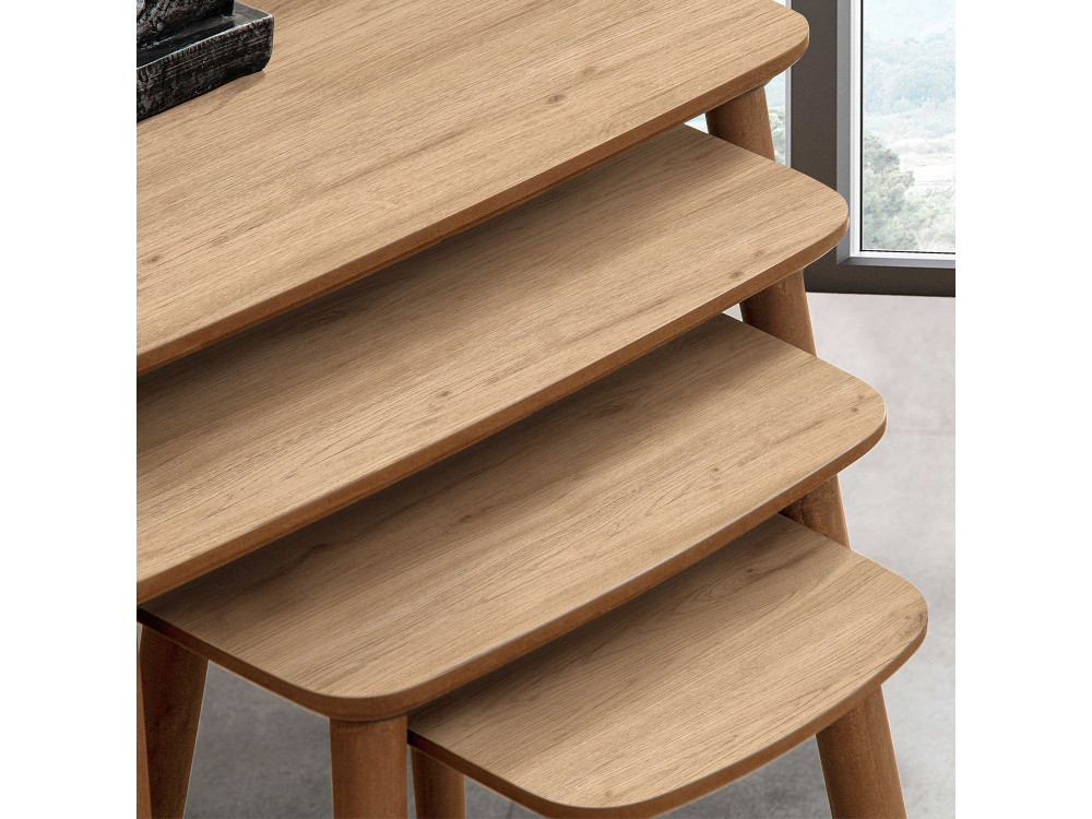 Table gigogne (4 pièces) en bois "Luci" 70 x 40 x 55 cm - Chêne