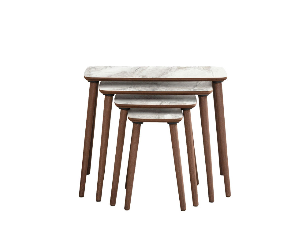 Table gigogne (4 pièces) en bois "Luci" 70 x 40 x 55 cm - Blanc