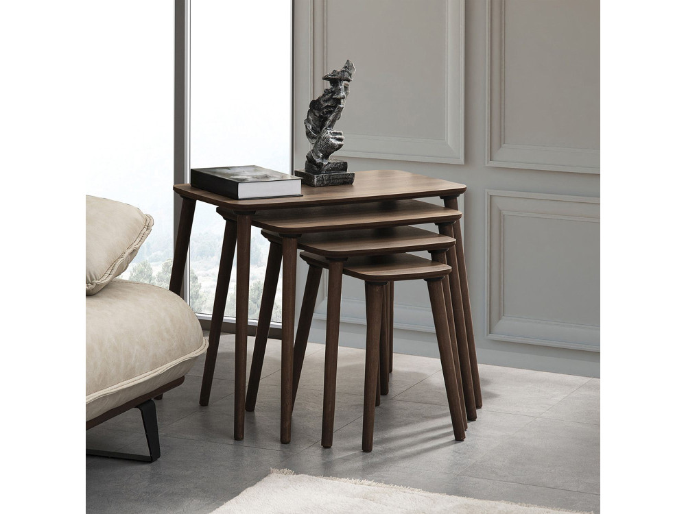 Table gigogne (4 pièces) en bois "Luci" 70 x 40 x 55 cm - Noyer