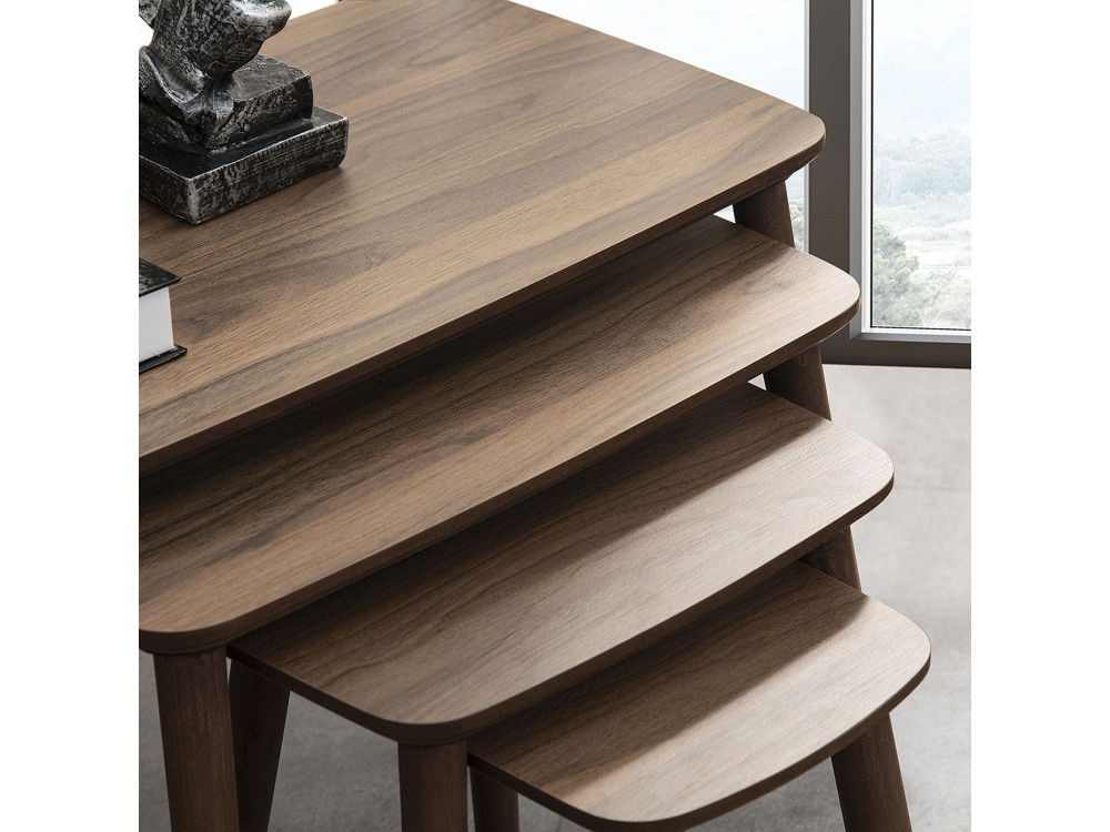 Table gigogne (4 pièces) en bois "Luci" 70 x 40 x 55 cm - Noyer