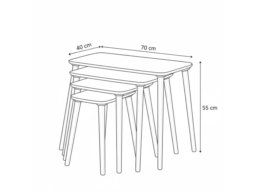 Table gigogne (4 pièces) en bois "Luci" 70 x 40 x 55 cm - Noyer