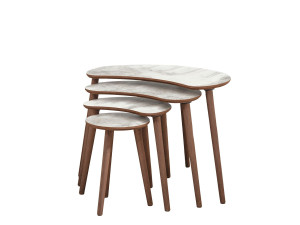Table gigogne (4 pièces) en bois "Moon" 40 x 75 x 55 cm - Blanc