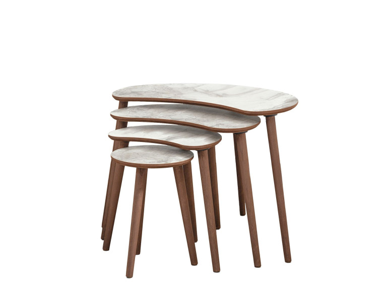 Table gigogne (4 pièces) en bois "Moon" 40 x 75 x 55 cm - Blanc