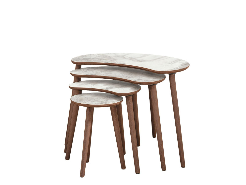 Table gigogne (4 pièces) en bois "Moon" 40 x 75 x 55 cm - Blanc