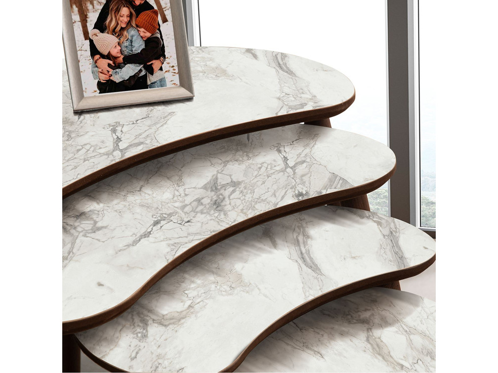 Table gigogne (4 pièces) en bois "Moon" 40 x 75 x 55 cm - Blanc