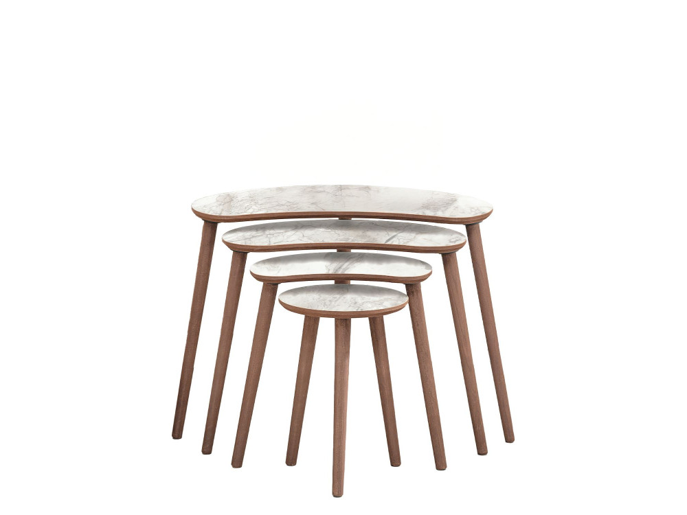 Table gigogne (4 pièces) en bois "Moon" 40 x 75 x 55 cm - Blanc