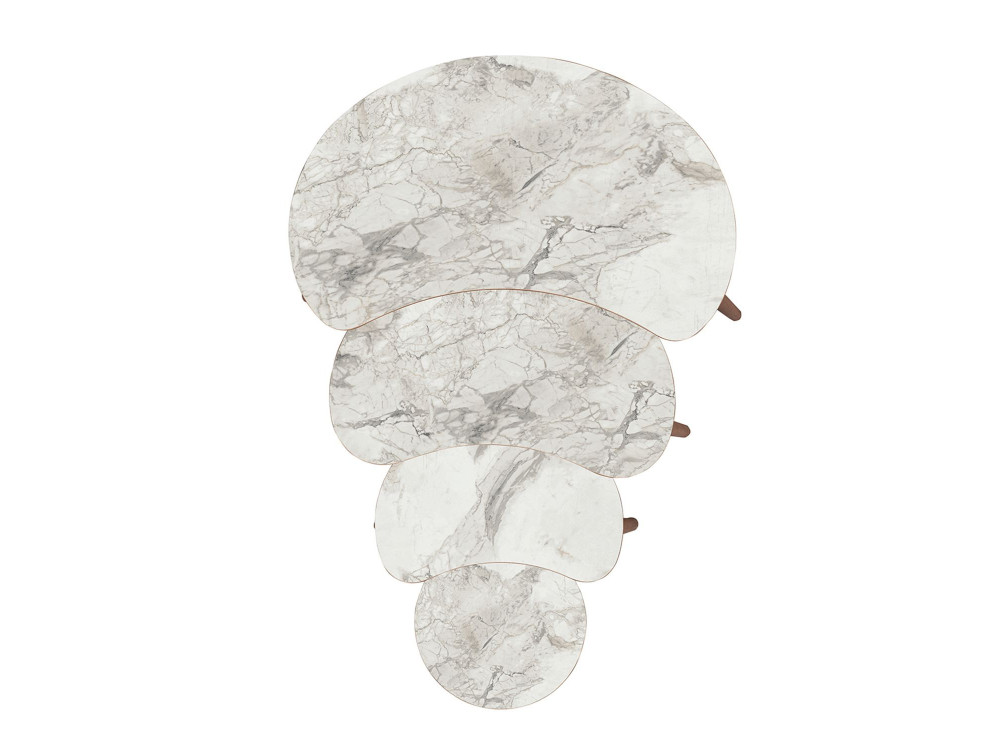 Table gigogne (4 pièces) en bois "Moon" 40 x 75 x 55 cm - Blanc