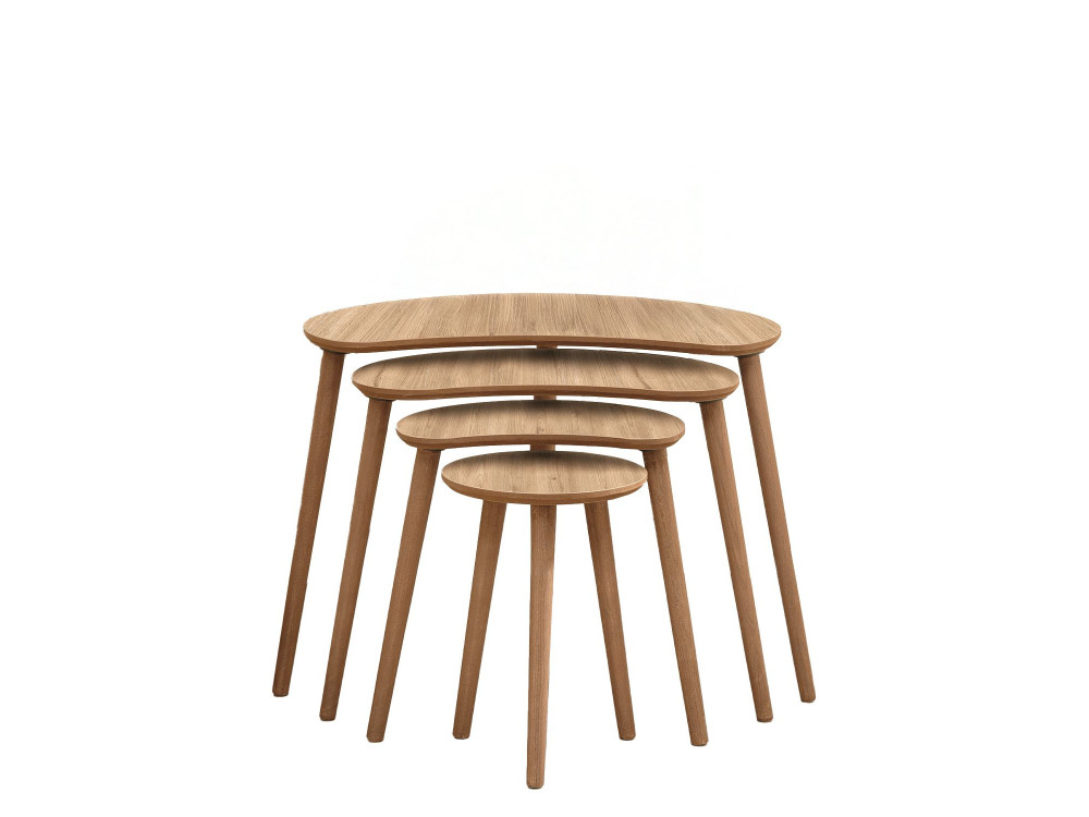 Table gigogne (4 pièces) en bois "Moon" 40 x 75 x 55 cm - Chêne