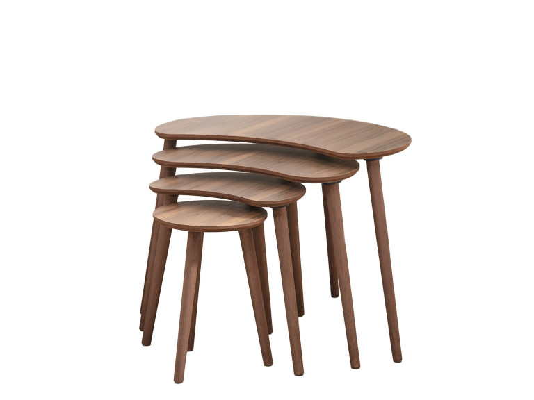 Table gigogne (4 pièces) en bois "Moon" 40 x 75 x 55 cm - Noyer