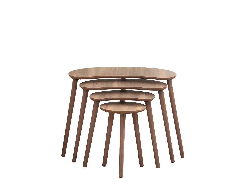 Table gigogne (4 pièces) en bois "Moon" 40 x 75 x 55 cm - Noyer