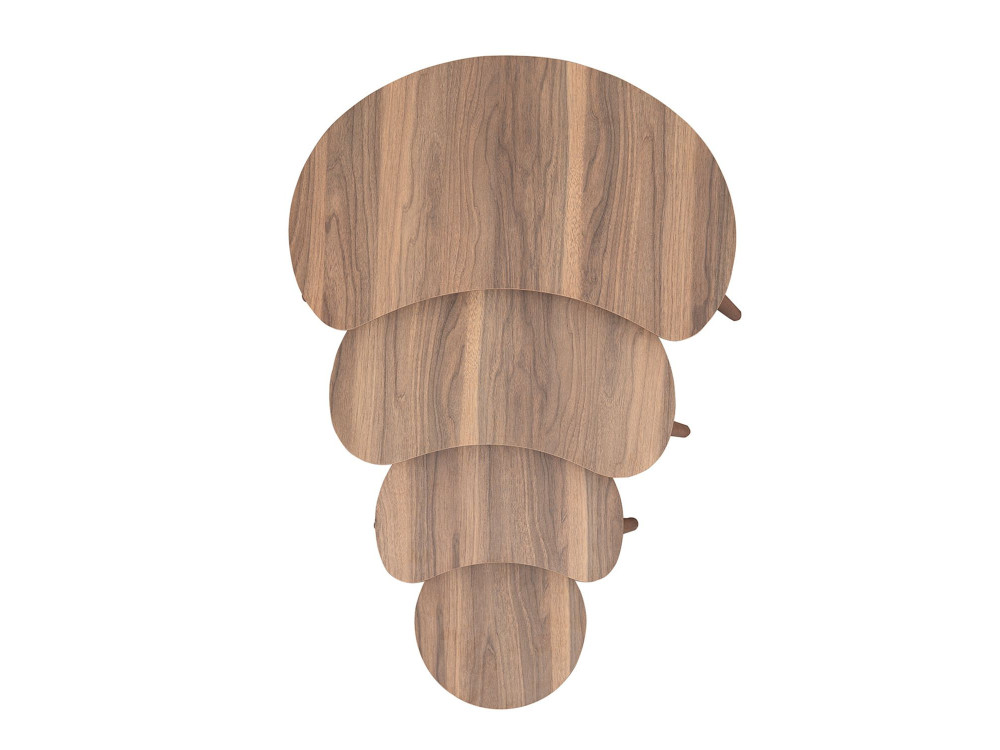 Table gigogne (4 pièces) en bois "Moon" 40 x 75 x 55 cm - Noyer