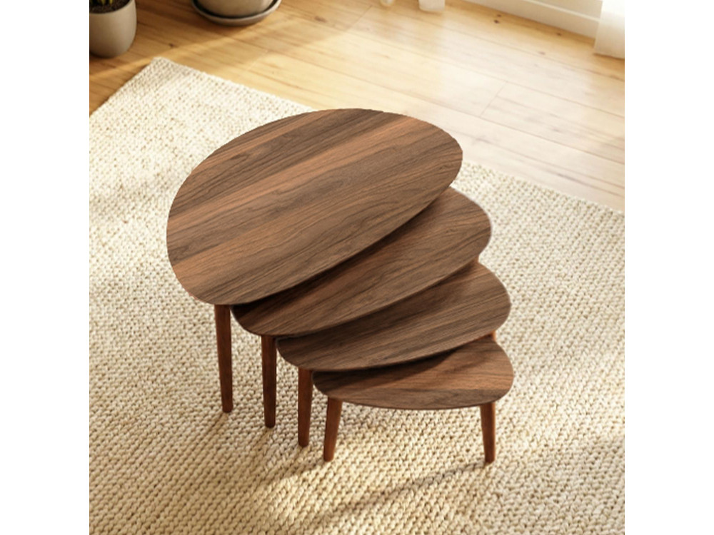 Table gigogne (4 pièces) en bois "Nora" 68 x 45 x 55 cm - Noyer