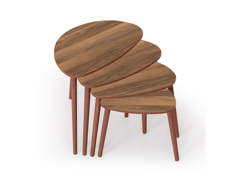 Table gigogne (4 pièces) en bois "Nora" 68 x 45 x 55 cm - Noyer