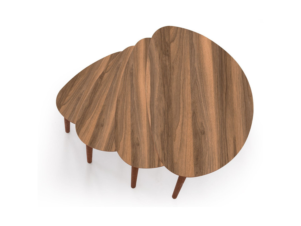 Table gigogne (4 pièces) en bois "Nora" 68 x 45 x 55 cm - Noyer