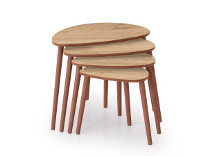 Table gigogne (4 pièces) en bois "Nora" 68 x 45 x 55 cm - Chêne