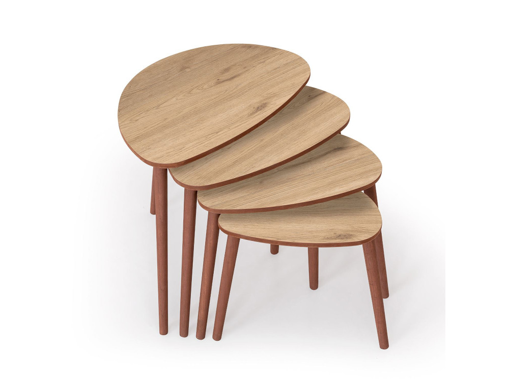 Table gigogne (4 pièces) en bois "Nora" 68 x 45 x 55 cm - Chêne