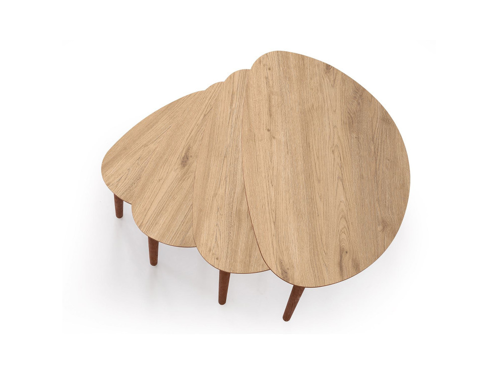 Table gigogne (4 pièces) en bois "Nora" 68 x 45 x 55 cm - Chêne