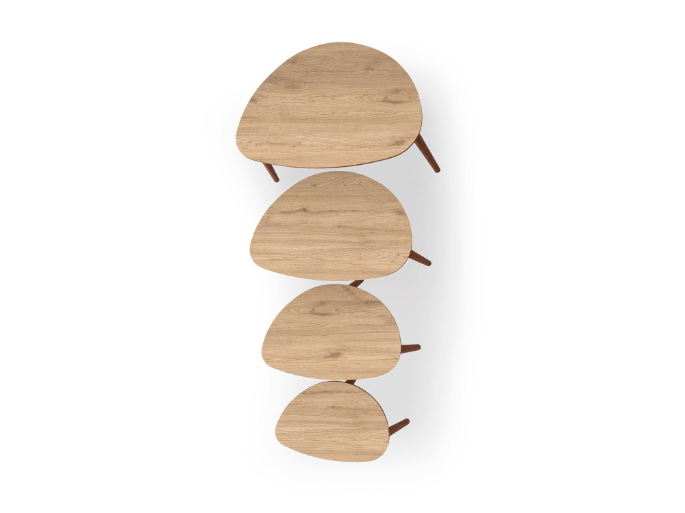 Table gigogne (4 pièces) en bois "Nora" 68 x 45 x 55 cm - Chêne