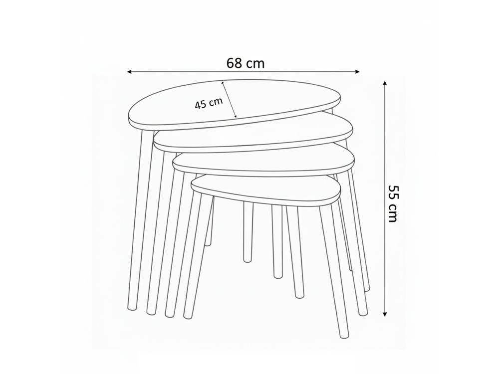Table gigogne (4 pièces) en bois "Nora" 68 x 45 x 55 cm - Chêne