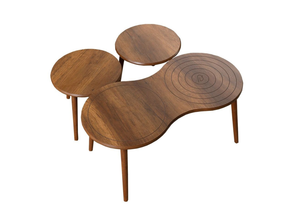 Ensemble de table basse en bois "Marlo" 100 x 50 x 45 cm - Noyer