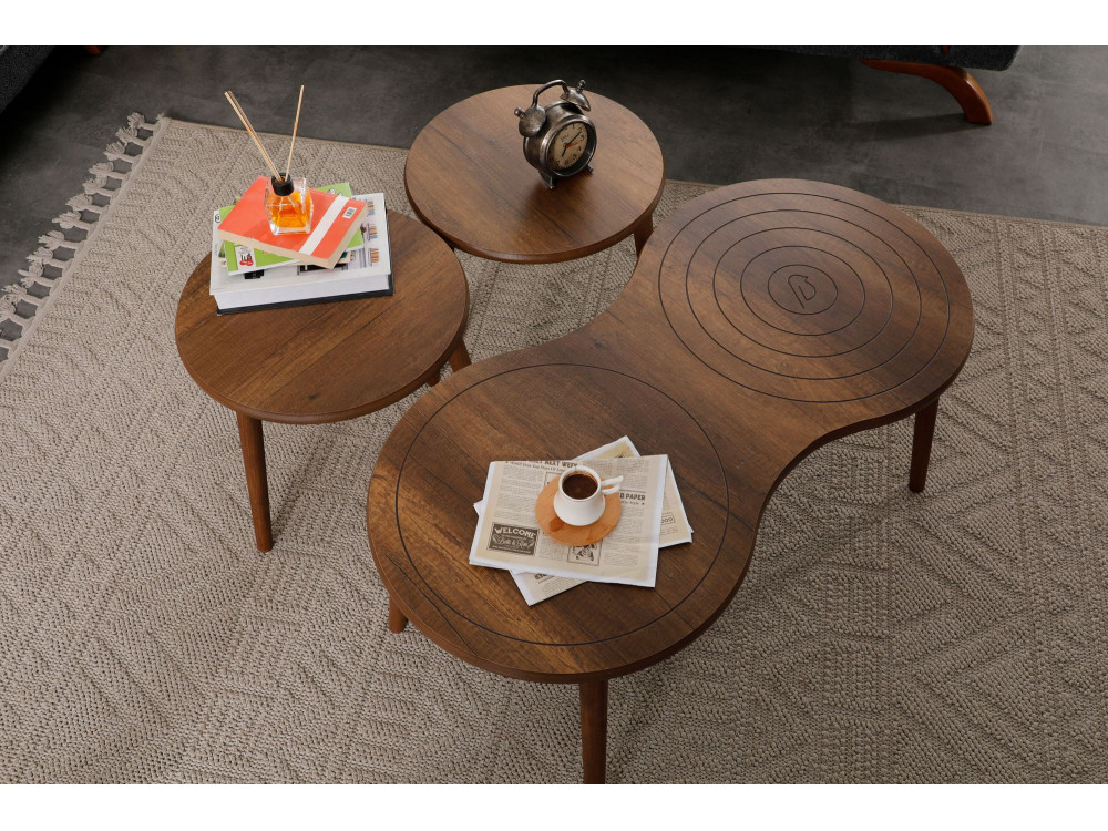 Ensemble de table basse en bois "Marlo" 100 x 50 x 45 cm - Noyer