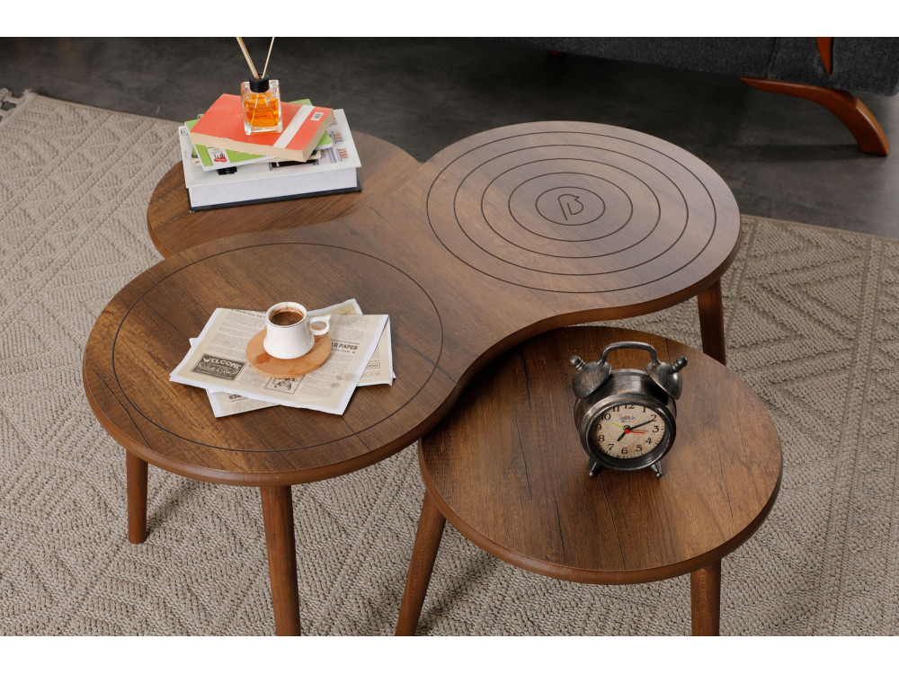 Ensemble de table basse en bois "Marlo" 100 x 50 x 45 cm - Noyer